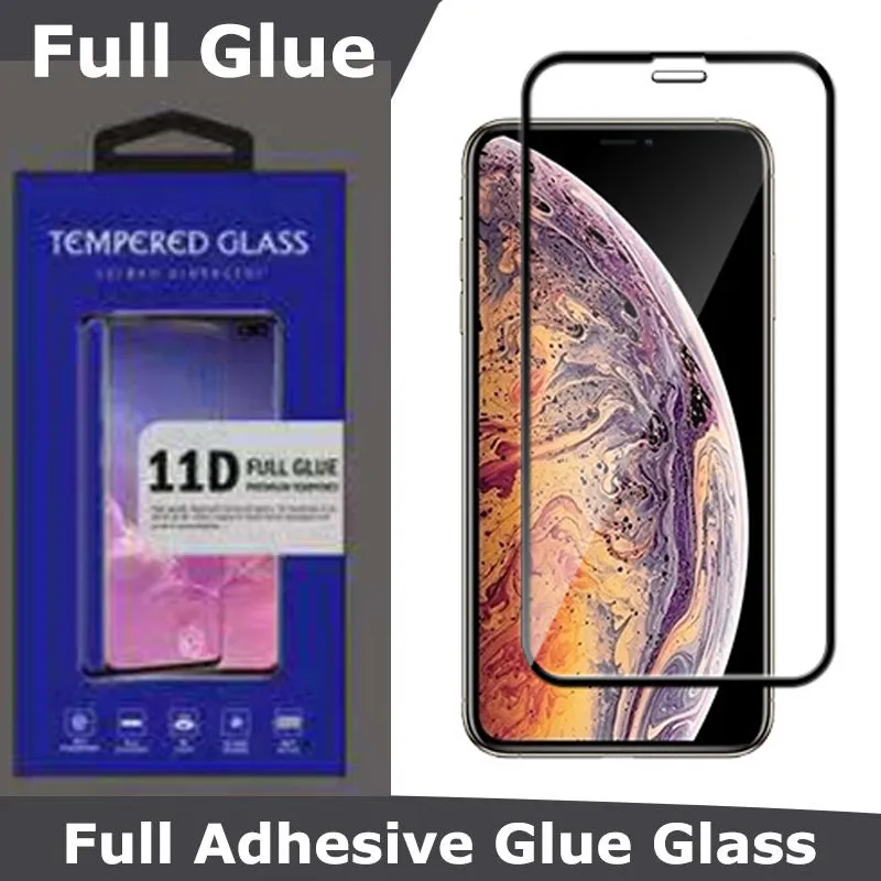 Proteggi schermo in vetro temperato 3D con colla completamente adesiva per iPhone 12 11 pro max X Xr 7 Plus 8 samsung A12 A02S A32 A52 5G