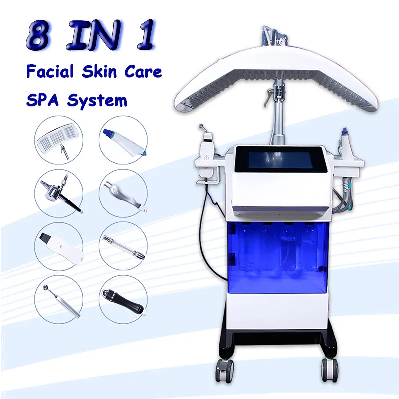 8 i 1 syre ansikts dermabrasion hydra hud föryngring hud fuktgivande hydro maskin
