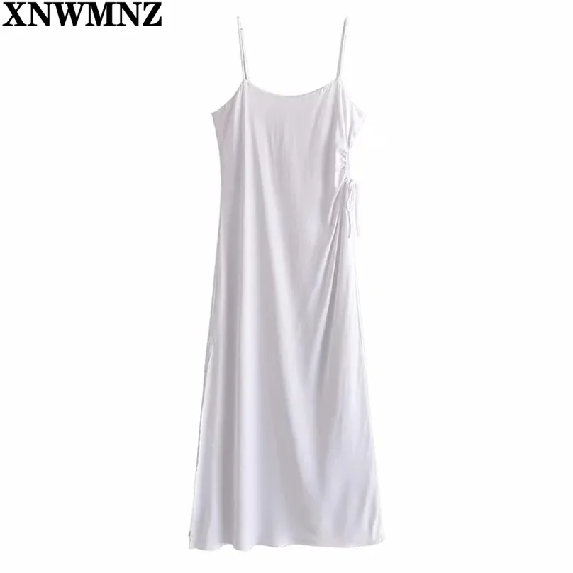 Women Sexy Dress White Hollow Midi Satin Elegant Backless Slip Party es Woman Summer Chic Long Robe 210520