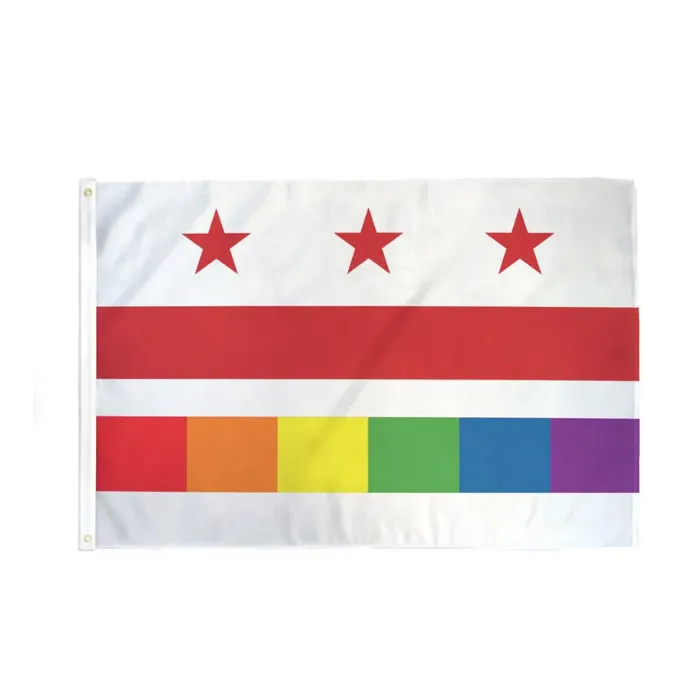 Washington DC Pride Regenbogenfahnen, 90 x 152 cm, Banner, 100D-Polyester, hochwertige, lebendige Farben mit zwei Messingösen