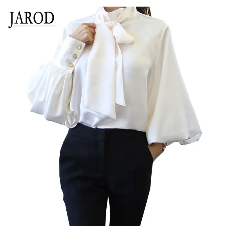 Blusa De Gasa Blanca Para Mujeres: Manga De Linterna, Camisa