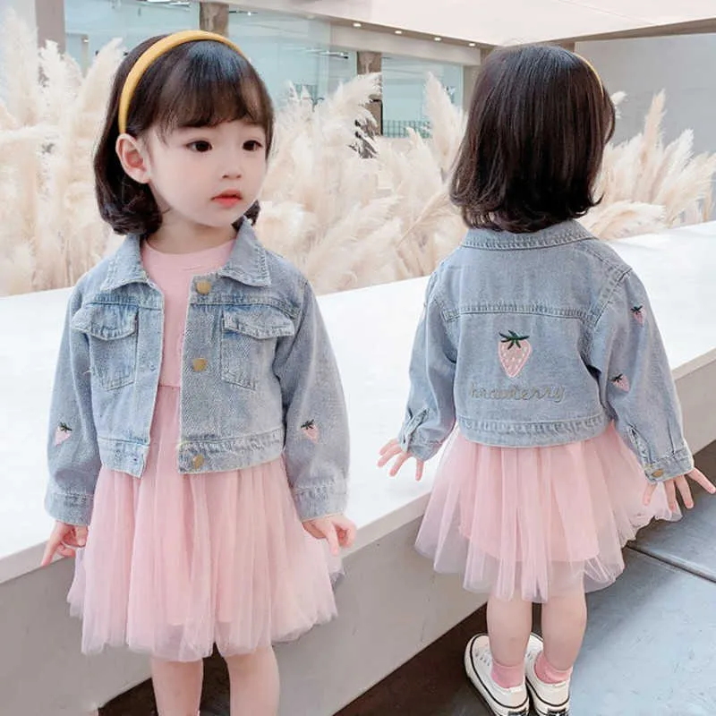 Printemps Automne Enfants Vêtements Ensemble Infantile Bébé Filles Vêtements Princesse Denim Veste + Robe 2 Pcs Costumes pour Bébé Fille Vêtements Ensembles Q0716