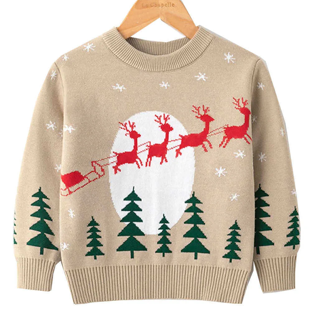 2-7 jaar Kerstmis jumper babys meisjes wollige truien kinderen breien pullover scrailiage lange mouwen knitwear kinderkleding Y1024