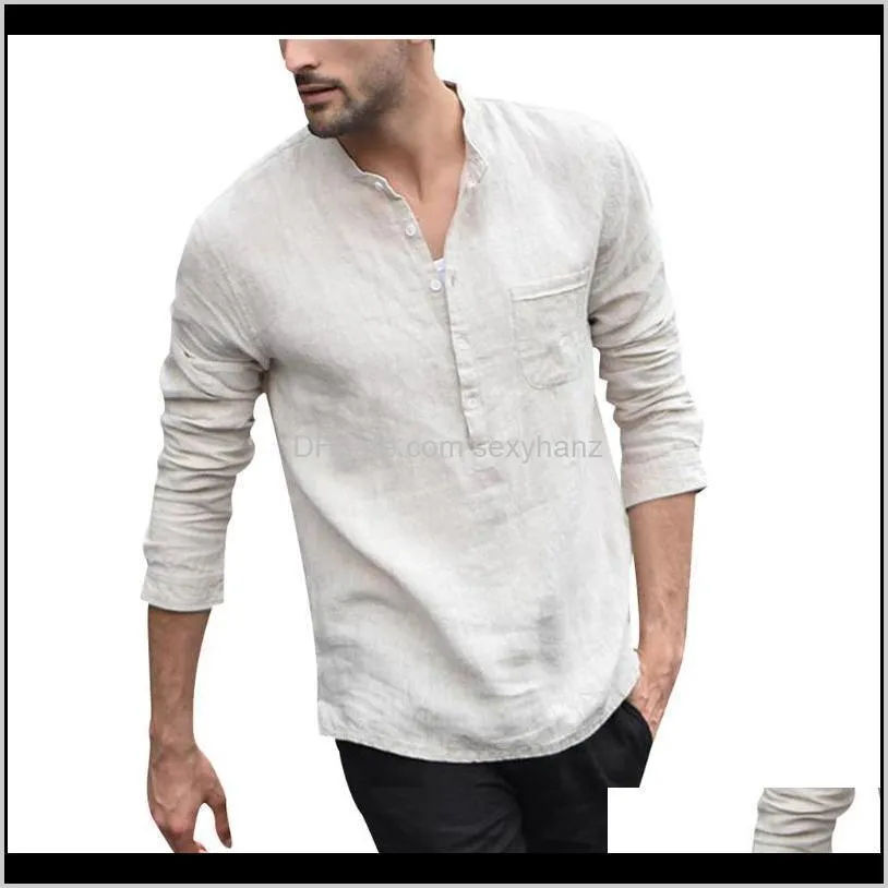 the new 2020 men pure color baggy linen short sleeve button pocket vintage men shirts tops camisa masculina shirt streetwear