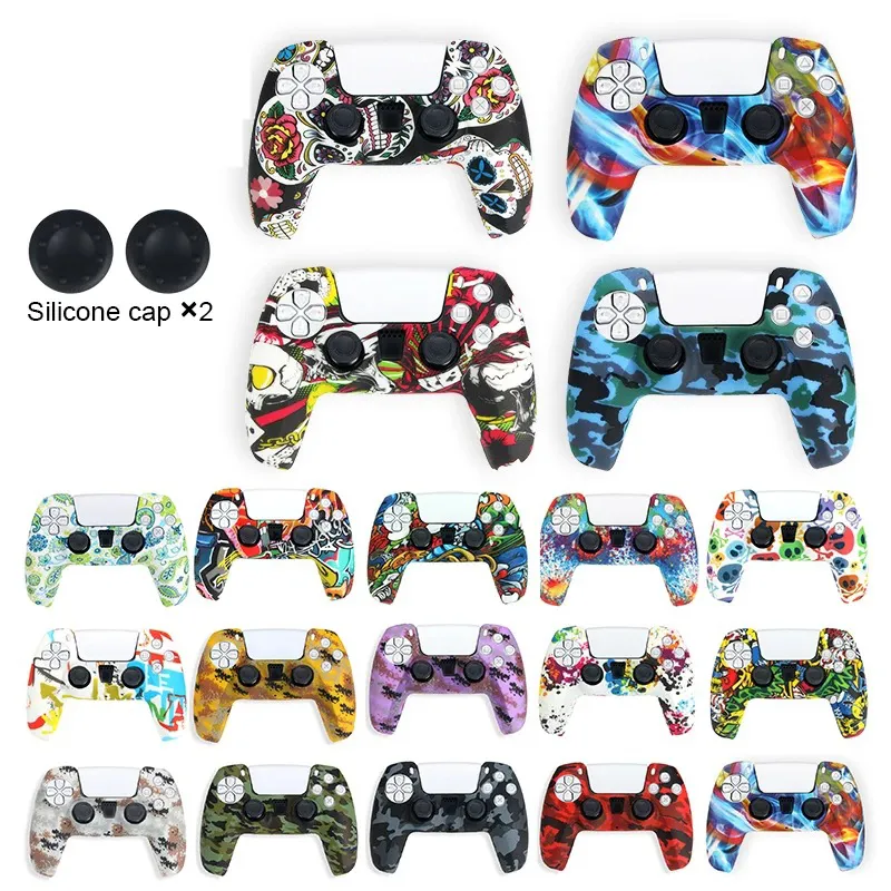 Camouflage Games Handvat Covers PS5 Siliconen Cases Antislip Cover Game Handgrepen Schilderbescherming Bescherm voor PlayStation 5 Kleurrijke game controller accessoire