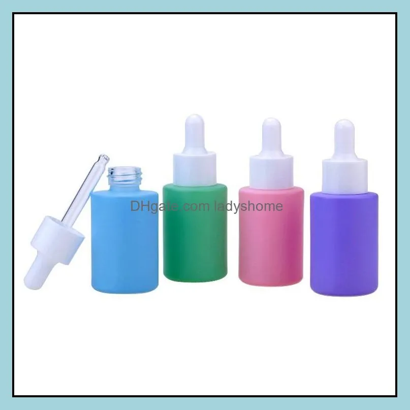 Macaron color glass dropper bottle for  oil perfume 30ml 1oz fashion cosmetic containers portable refillable travel size