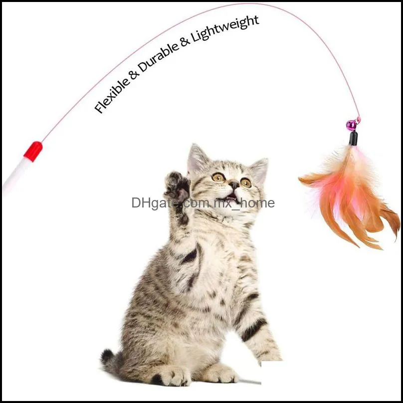 Cat Interactive Toy Crinkle Ball Colorful Feather Bell Wand Plush Mouse Kittens Sticks Toys Pet Accessories JK2012XB