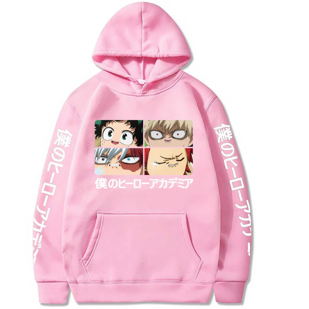 My Hero Academia Anime Manga Hoodie New Shoto Todoroki Bakugou Katsuki Ochaco Uraraka Nice Loose Sweatshirt Men Pullover Tops Y0803