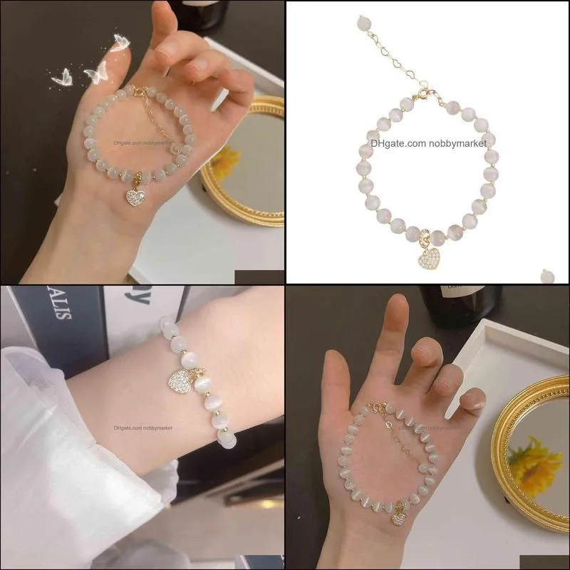 Charm Bracelets Jewelry Love Opal Bracelet Simple Fashion Niche Design Cool Wind Girls Friend Womens Summer Drop Delivery 2021 Mfyo0