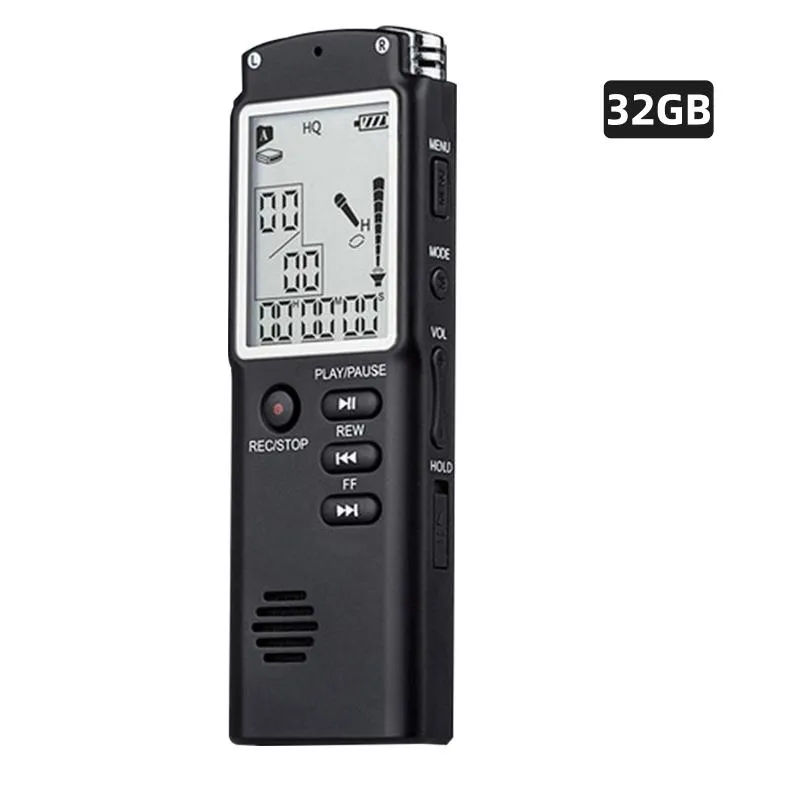 Digital Voice Recorder 8/16 / 32 GB Attivato Lettore MP3 Recording Riduzione del rumore Riduzione doppia condensatore Microfono 13h