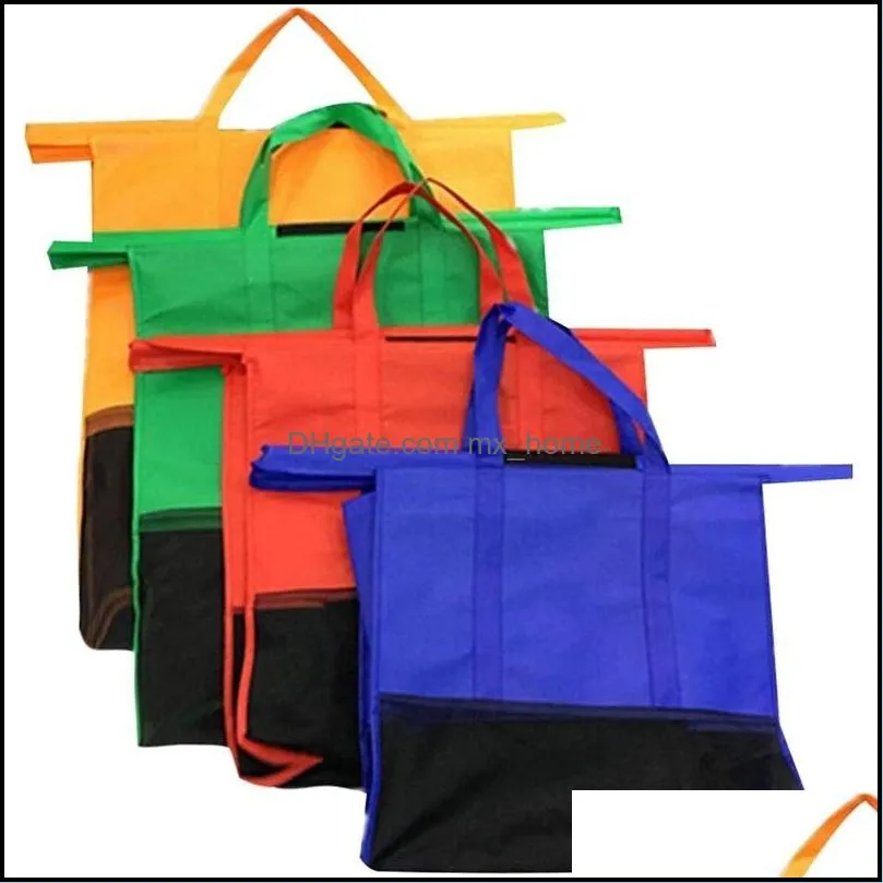 Hanging Baskets Supermarket Trolley Shopping Bag Reusable Non-Woven Folding Cart Four-In-One Suit