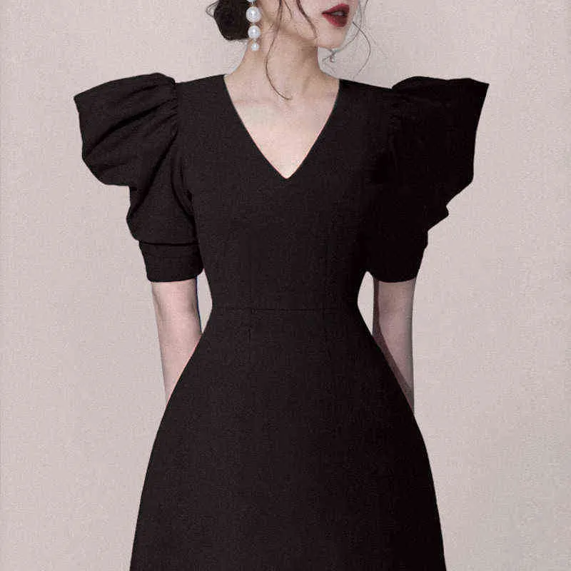 New Chic Abito Aderente Con Maniche A Sbuffo Abito Da Donna Elegante Abito Rosso Estivo Con Scollo A V Abito Longuette A Maniche Corte Abito A Vita Sottile Y1204 Da 18 15 DHgate