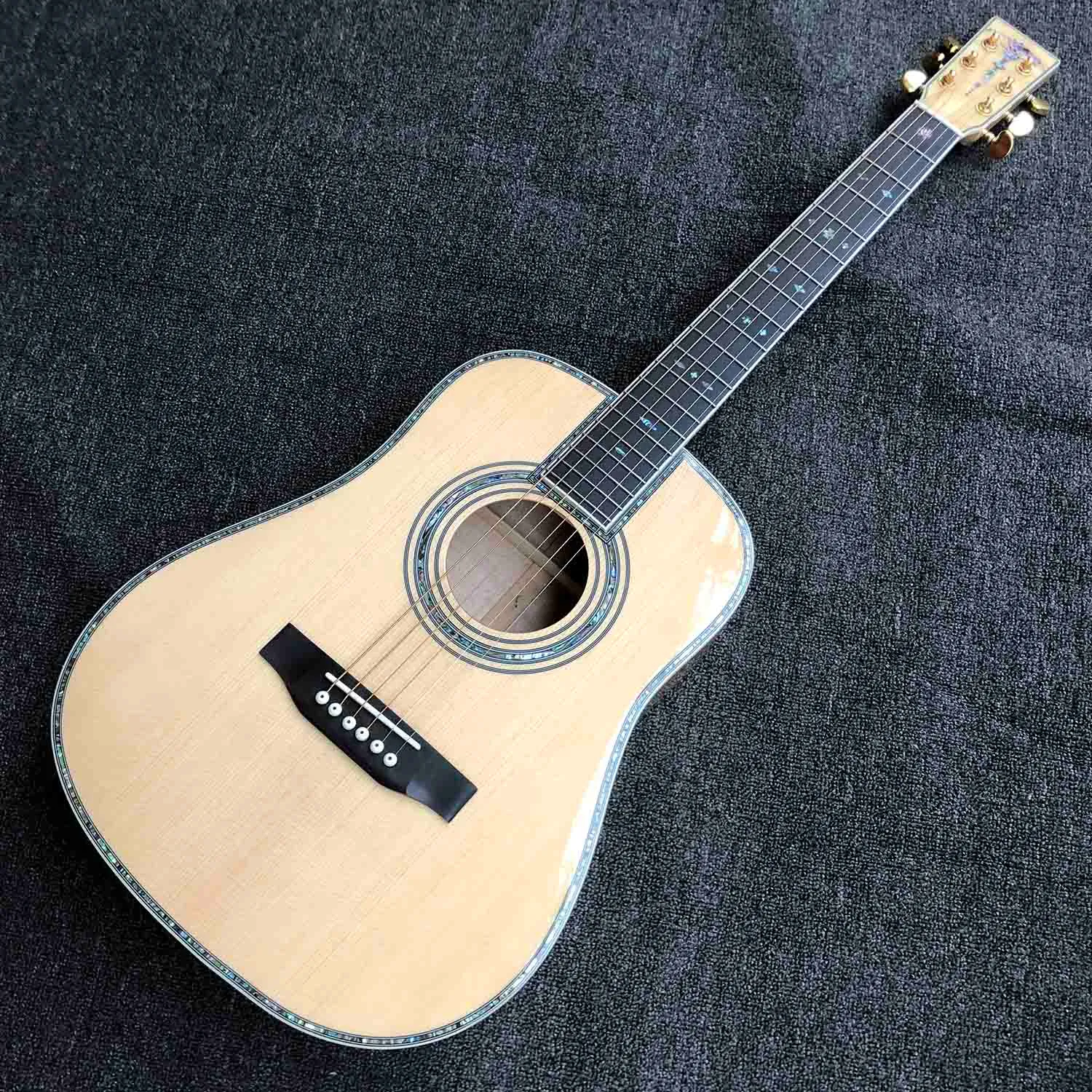 Custom 36 pulgadas AAAAA toda la guitarra acústica de madera maciza Spruce 41 Maple Binding Back Side