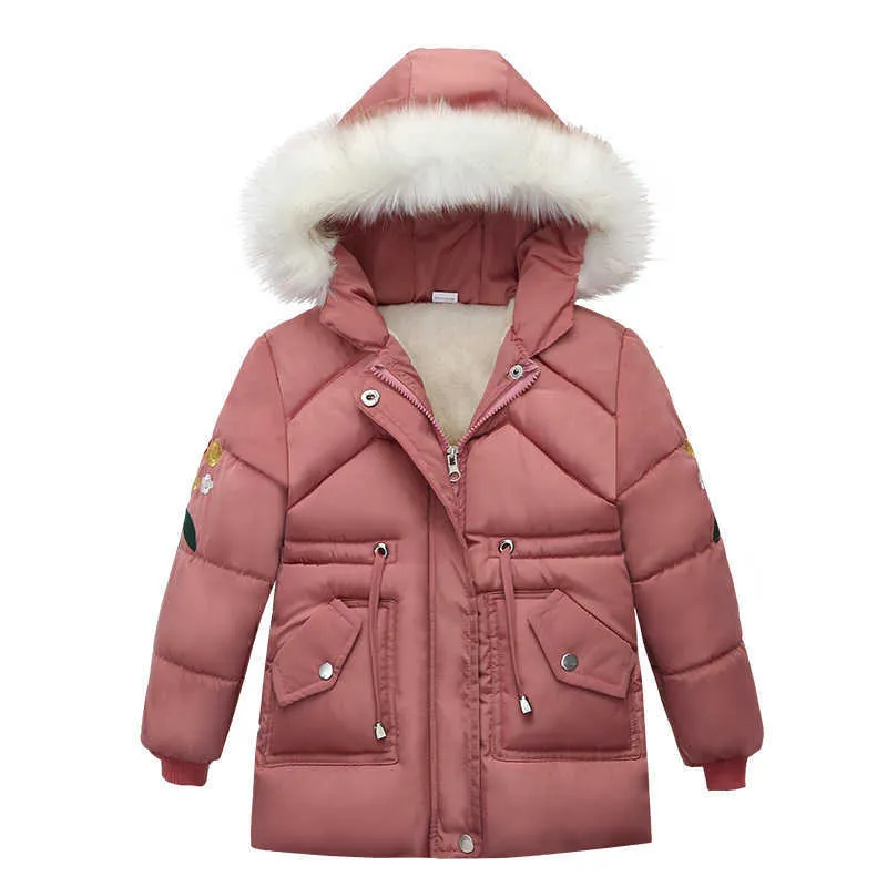 Baby Mädchen Jacken Mode Pelzkragen Herbst Winter Kinder Warme Hoodies Dicke Jacke Kinder Oberbekleidung Mädchen Mäntel Mädchen Kleidung H0909