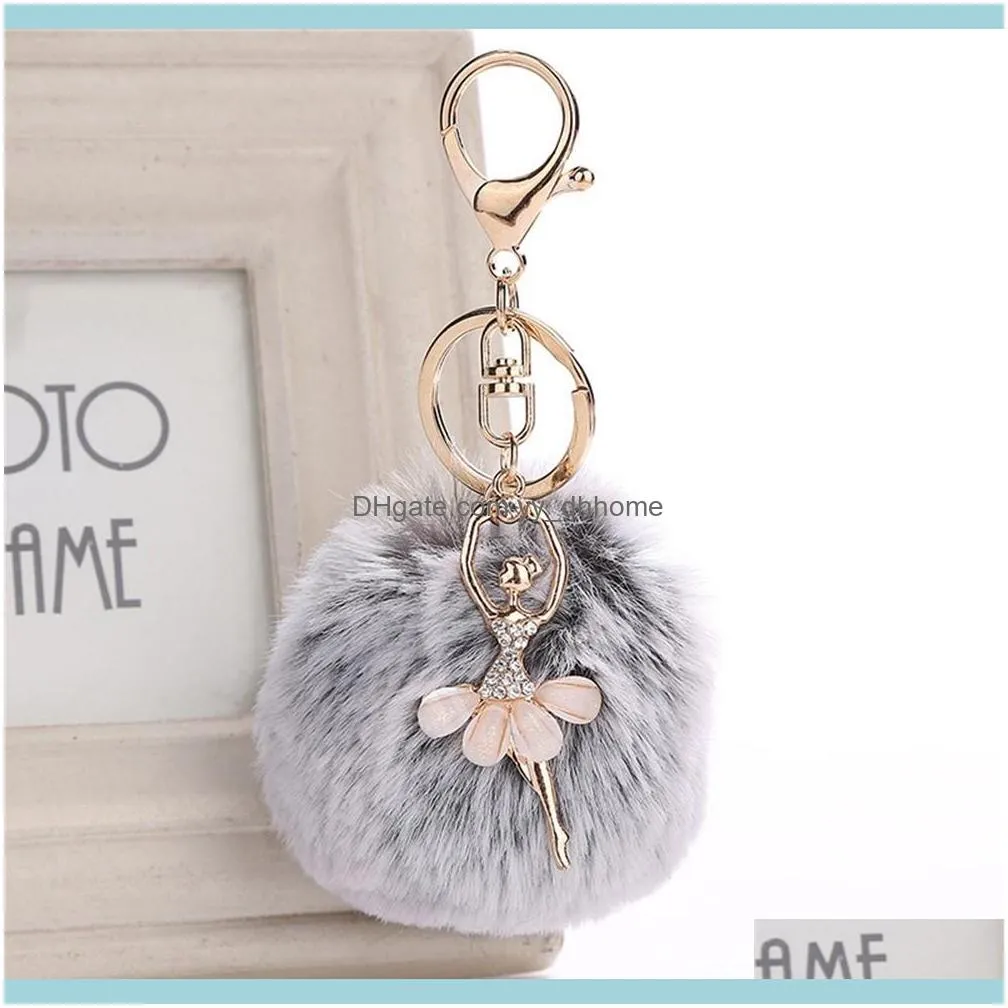 Fur Dancing Angel Keychain Pendant Women Key Ring Holder Charms Keyring Year Gifts Dropshipping