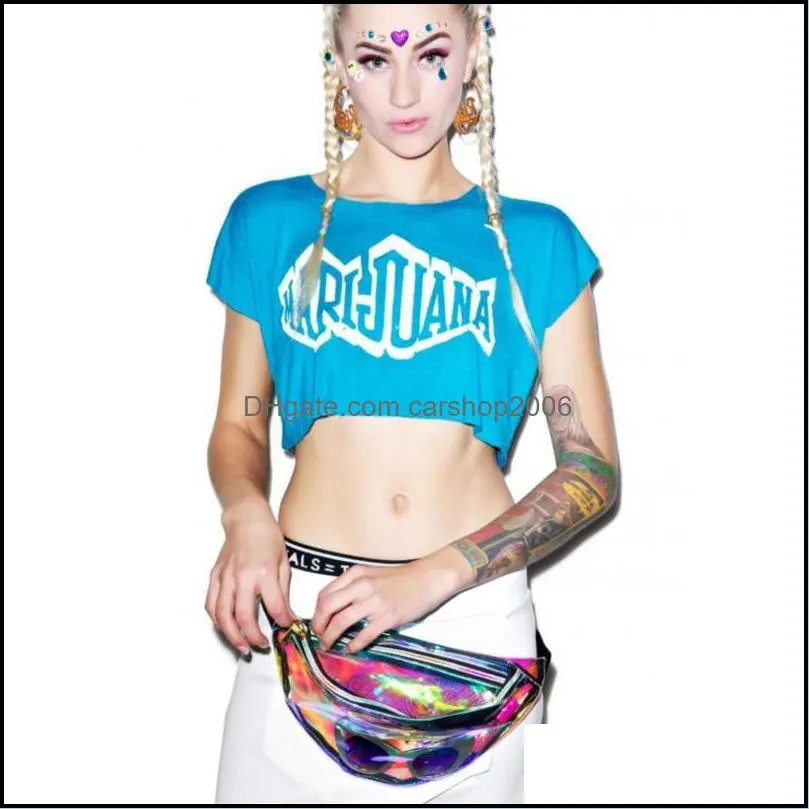 Rainbow Hologram PU Metallic Fanny Packs Laser PVC Transparent Waist Bag Fashion Sport Waist Bags Unisex Waterproof Chest Bag DH1096