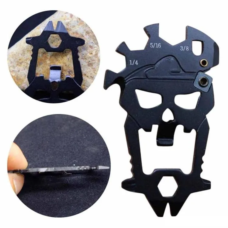 12 In 1 Multifunctional Combination Tool Skull OutdoorMulti-function Bottle Opener Keychain Screwdriver Wrench Sharpen Knives Carabiner