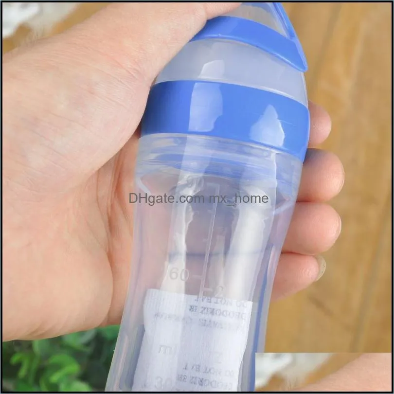 Baby Infant Newborn Toddler Silica Gel Feeding Bottle Spoon Food Supplement Rice Cereal Bottle 5 Colors