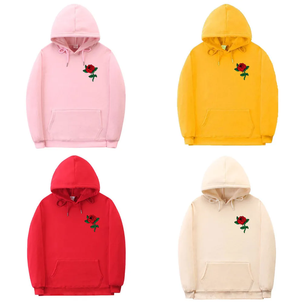 Hip Hop Hoodies Sweatshirt Fashion Rose Flower Print Winter Hoody Streetwear Casual Pullover Manlig Kvinna Sudaderas Kvalitetstoppar Y0728