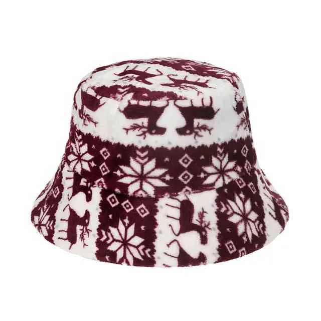 Höst och vinter New European And American Retro Classic Plush Bucket Hat Christmas Fisherman Hat