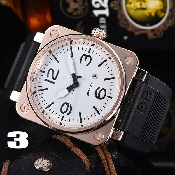 2023 Trois points de luxe Montres pour hommes Montre à quartz Top Marque de luxe Ceinture en caoutchouc Relogio Hommes Accessoires de mode de haute qualité BR Designe 718