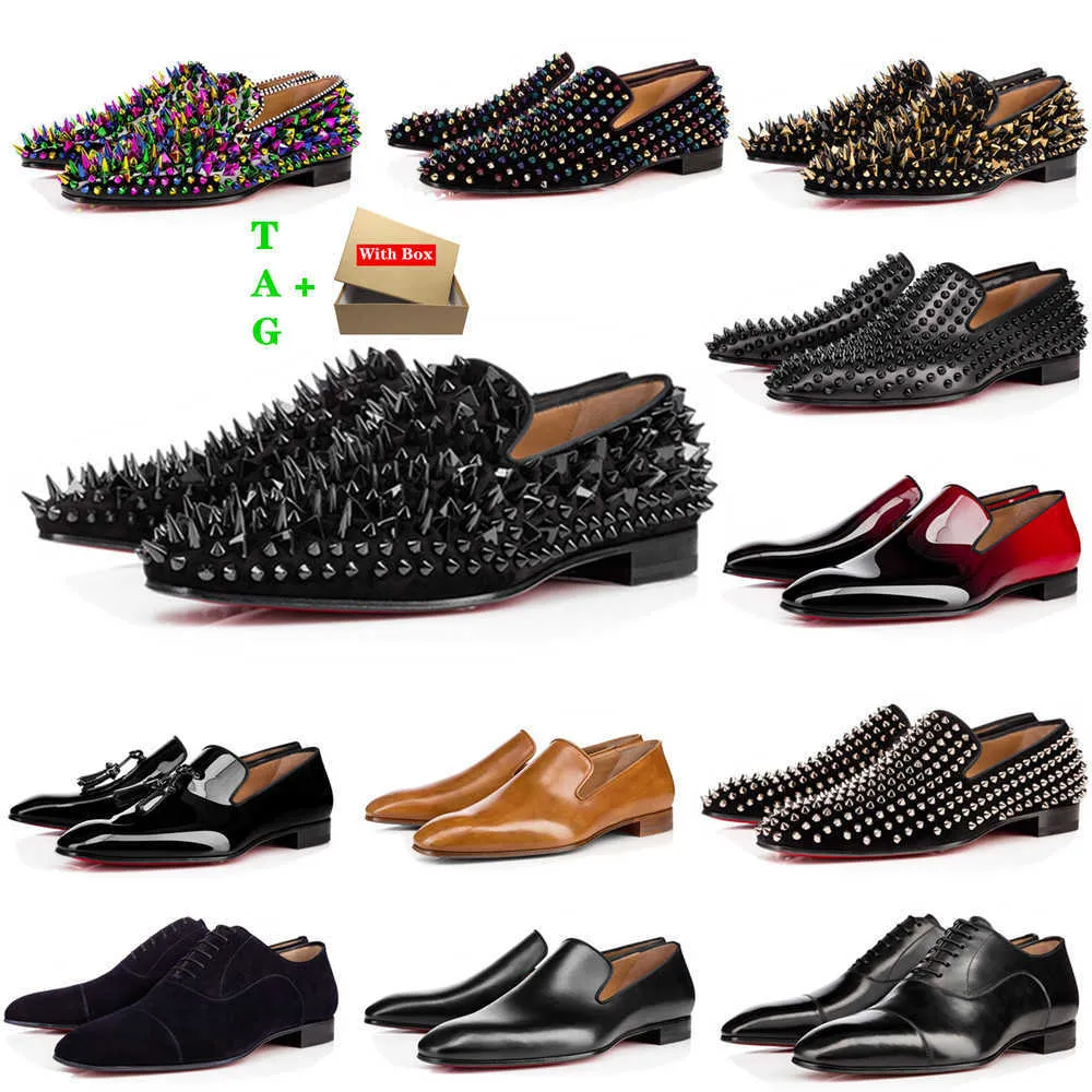 Hombre rojo fondos zapatos diseñador zapatos planos pisos bordado hombre negocio vestido de banquete zapato de lujo patente de gamuza estilista picos genuinos