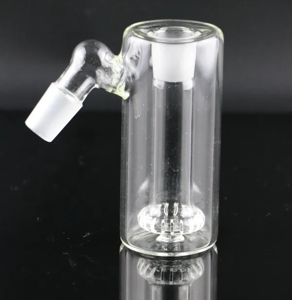 Hookahs Ash Catcher 45 Examensdusch Huvud Percolator En inuti 14mm Joint Tjock Clear Glass Ashcatcher för vattenrör 18mm