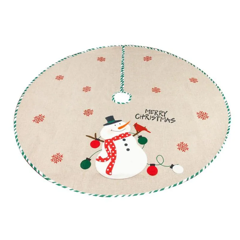 クリスマスの装飾ツリースカートリネン黄麻布の暖かい甘いロマンチックな大きさの高級マット42.5インチ白い柔らかい豪華な素朴な厚い重い糸