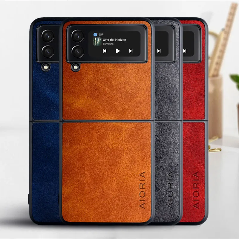Classic PU Leather Phone Cases Skin Vintage Back Cover Slim Anti-Shock Protector for Samsung Galaxy Z Flip 3 Z Fold 3 Google Pixel 6 6pro