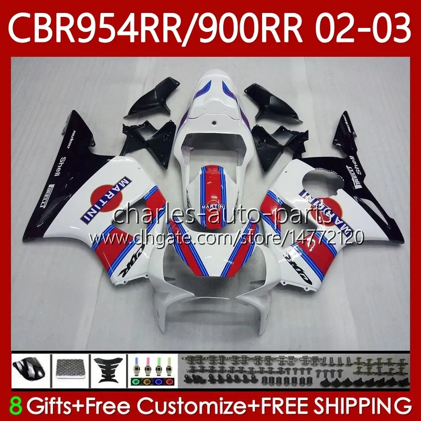 Carrozzeria per HONDA CBR 954 900 RR CC CBR900 CBR954 RR 02-03 Carrozzerie 61No.26 CBR 900RR 954RR 900CC CBR954RR 02 03 CBR954-RR Bianco nero CBR900RR 2002 2003 Kit carenatura OEM