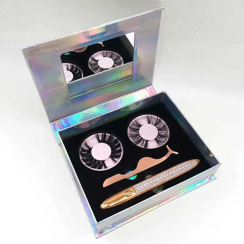 2021 New Arrivals Custom Eyelash Book with Eyelash Eyeliner Tweezers 25mm Mink Lashes False Eyelashes Box