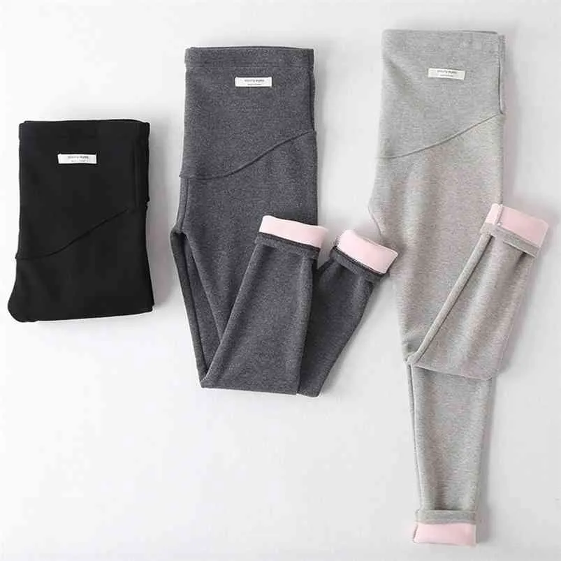 Зимние бархатные брюки для беременных женщин легинги родие теплые одежды утолщение брюки беременности 210721