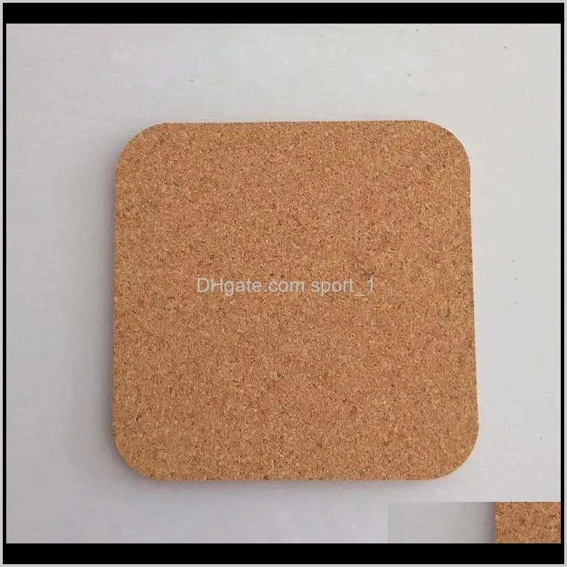 Matten Pads Accessoires Keuken Dineer Bar Home Garden Druppel Levering 2021 Natuurlijke vierkante houten Koffie beker Warmtewarmtes bestendige Cork Coast Coast Mat Tea Dr DR