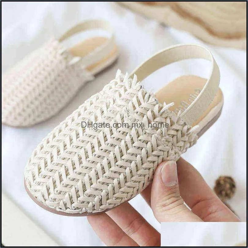 Summer Kids Sandals For girls Braided Sandals Fashion Toddler baby PU Leather Beach shoes Soft Children Casual princess Slippers X0703