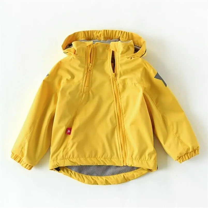 Frühling Herbst Kind Kind Kleidung Baby Mädchen Jungen Doppel-Deck Winddicht Wasserdicht Outwear Innere Polar Fleece 211011