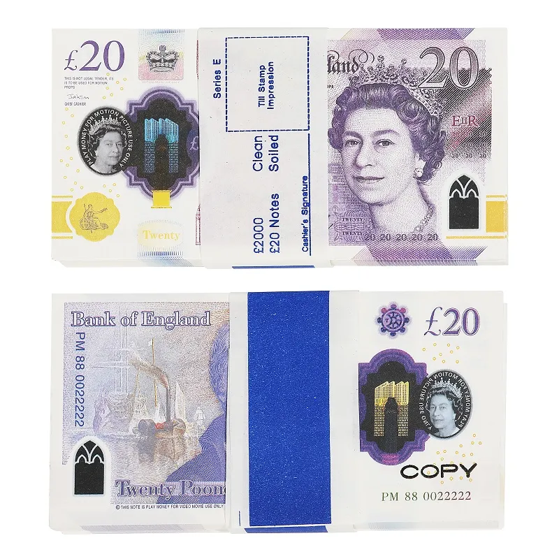 Prop Money Copy Toy Euro Partia Realistyczne fałszywe brytyjskie banknoty Papier Pieniądze Udawaj dwustronne 2103301p