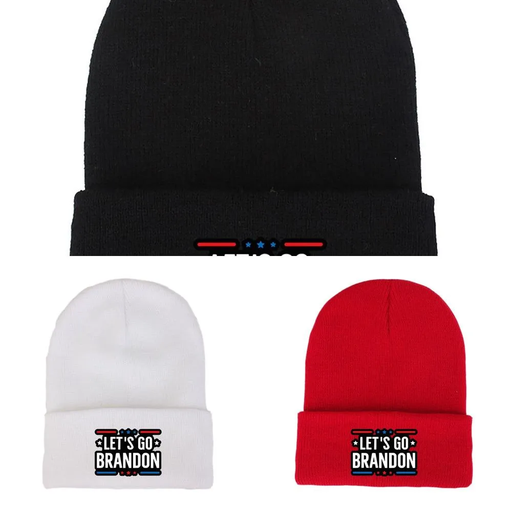 50%off Knitted Cap Winter Warm Children's Let's Go Brandon Letters Printed Hip-Cap Hats Beanie Boys Girls Skull-Caps