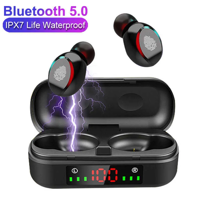 TWS Bluetooth Kulaklık V8 Kablosuz Kulaklıklar 9D HiFi Stereo Spor Su Geçirmez Kulakiçi Kulaklık ile Mic ve Şarj Kutusu