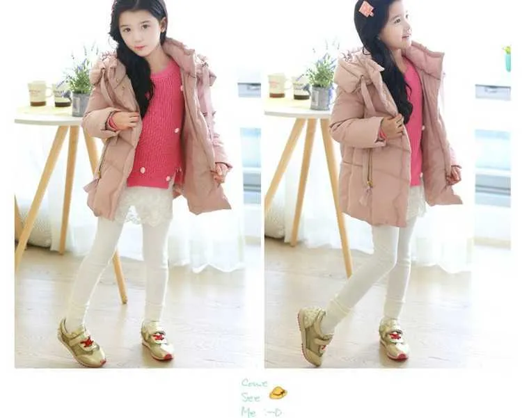  Cold Winter Warm Thick Baby Child Girl Hoody Long Outerwear Pink Duck Down & Parkas Jacket & Coat For Girls 100-150 cm (6)