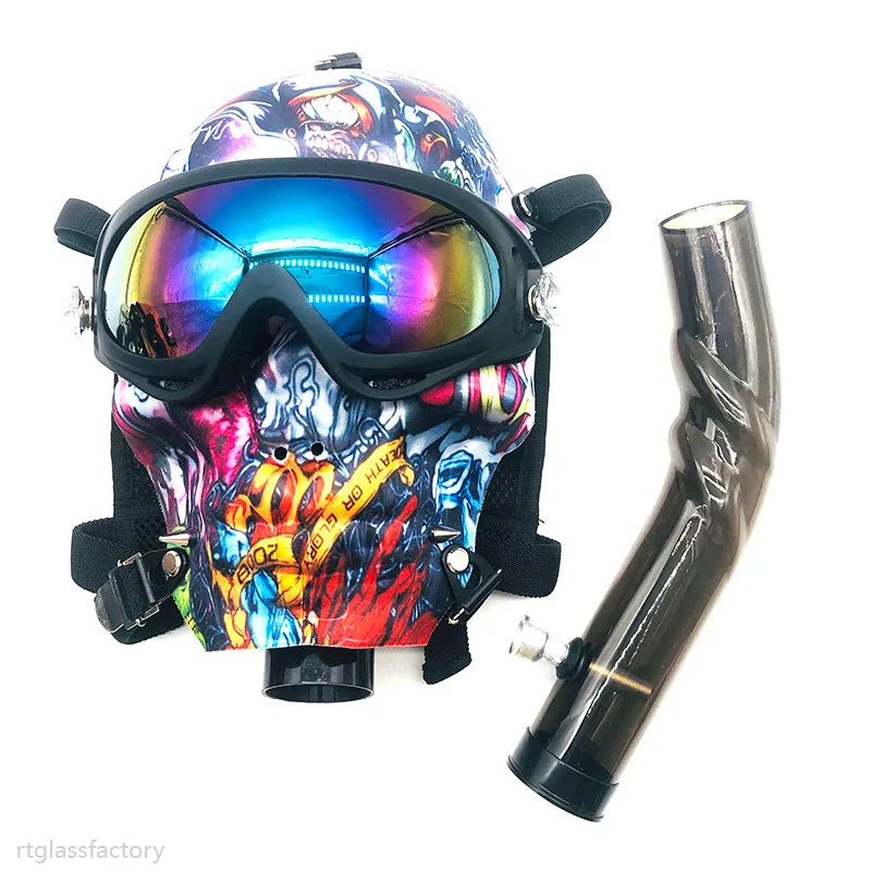 Bong Wasserpfeifen Stoff Gasmaske mit Acryl Tabak Shisha Rohr Öl Dab Rig Shisha Raucherzubehör individuelle Display-Box-Verpackung