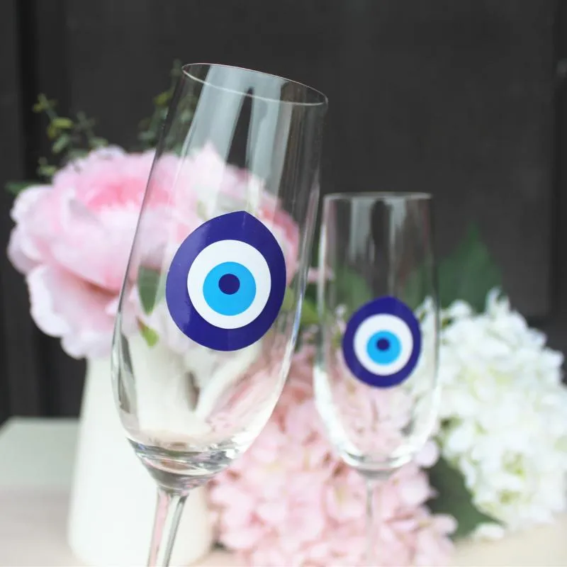 Party Decoration 30 Evil Eye Sticker Decals Champagne Glass Cups Stickers Protection Candle Decorations ( Not Include)