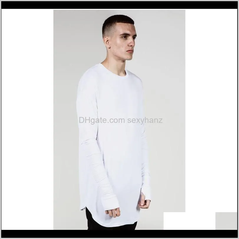 high street men`s t shirt extended t-shirt men`s clothing curved hem long line tops tees hip hop urban blank shirts