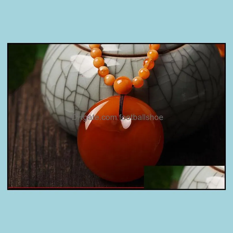 Old Beeswax Donut Pendant Amber Sweater Chain for Men and Women Charms