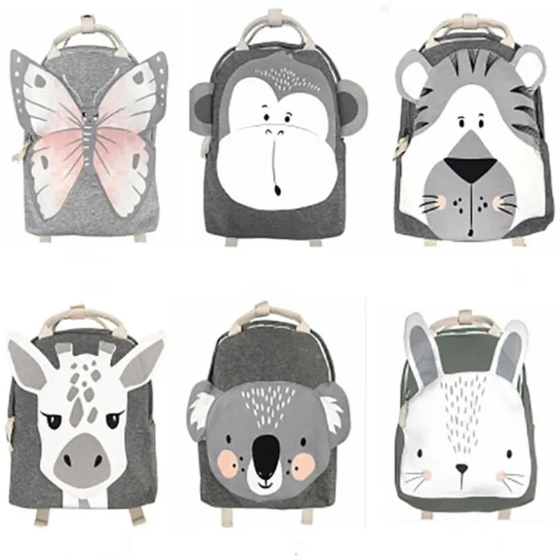 Barn Ryggsäck Toddler Kids School Bag för Baby Söt Tjej Ljus Kanin Butterfly Lion 211025