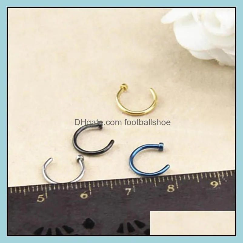 316L Stainless Steel Nose Rings Body Piercing Jewelry Fashion women Open Hoop Nose Rings Earring Studs Non Piercing Rings