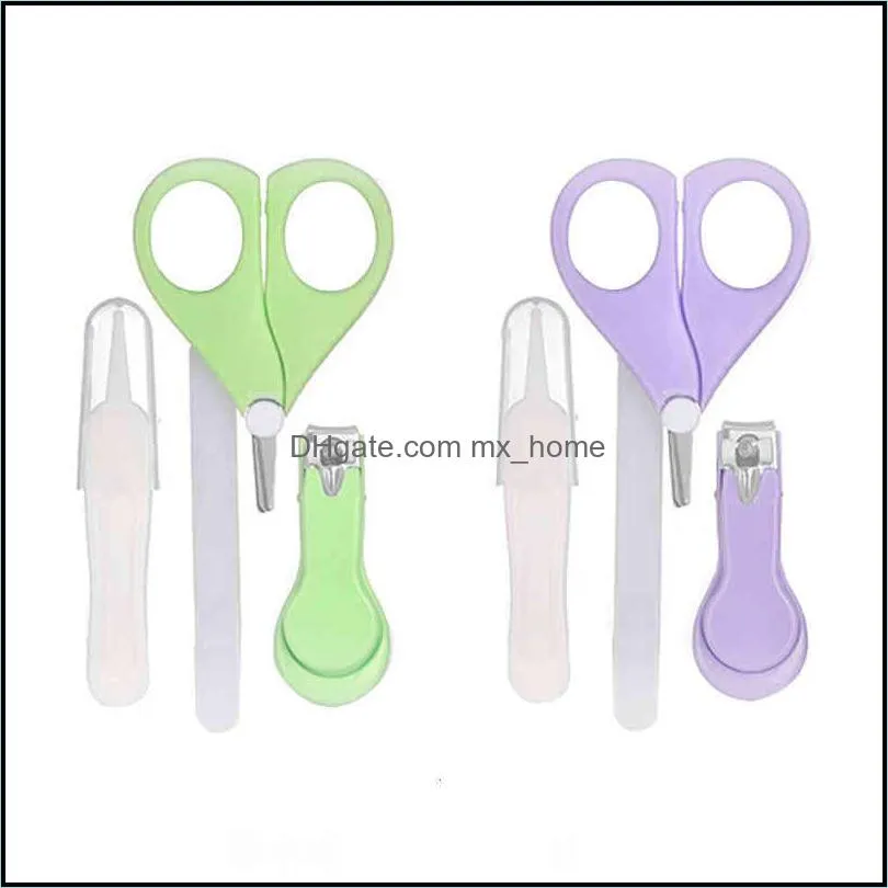 4 2pcs Baby Nail Care Scissors Gorgeous Sets Safety Nail Cutter Scissors Suit Newborn Baby Cleaning Care