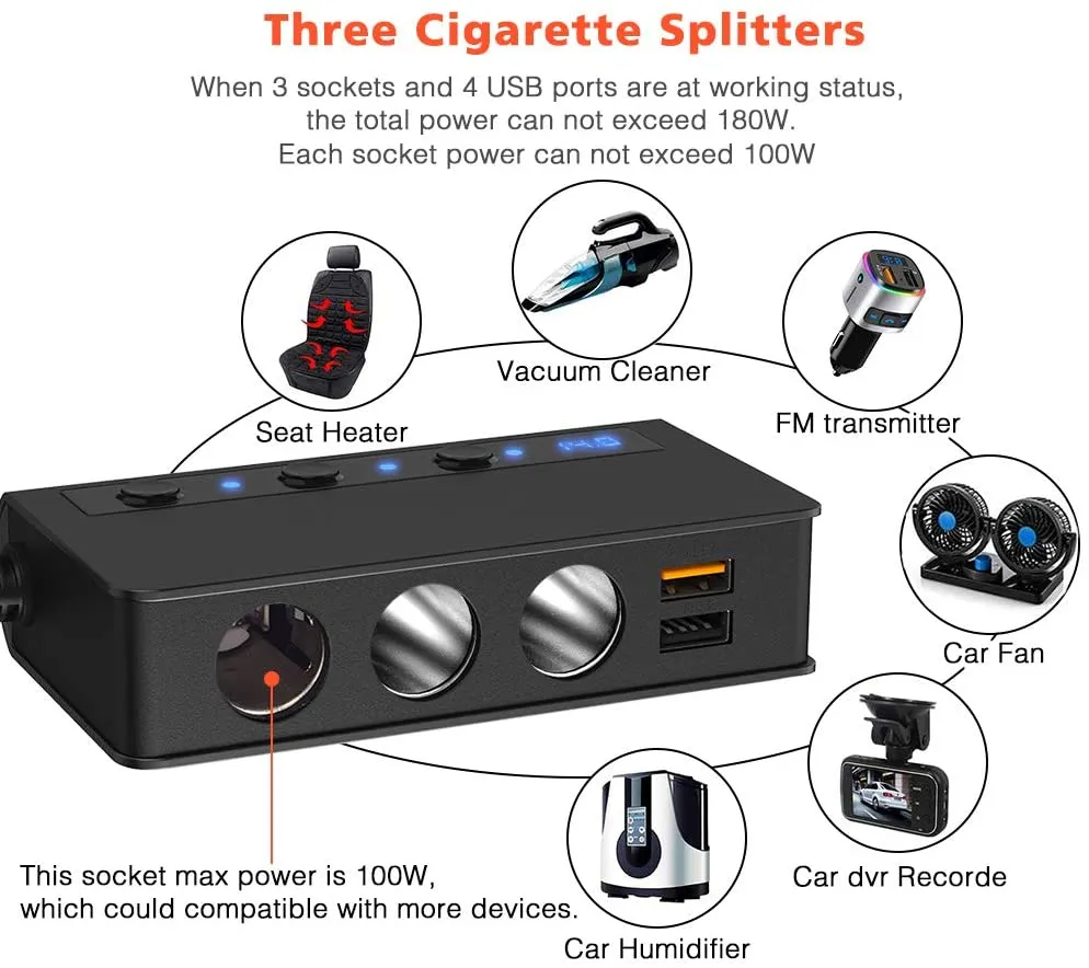 Quick Charge 3.0 Auto Zigarettenanzünder Splitter, 12 V/24 V, 3