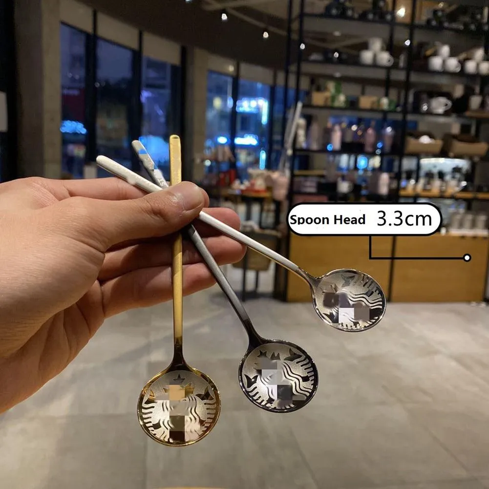 Starbucks Design Metal Spoons 15*3.3cm Stainless Steel Drinking Tools  Coffee Milk Spoon Small Round Dessert Mixing Fruit Spoones DHL From  Westernfashion, $0.35