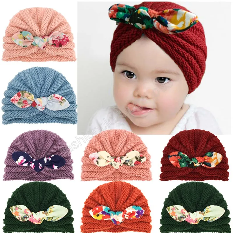 Berretto per bebè Berretto per turbante lavorato a maglia Copricapo per orecchie da coniglio per bambini Berretto invernale per bambina Berretto per neonato