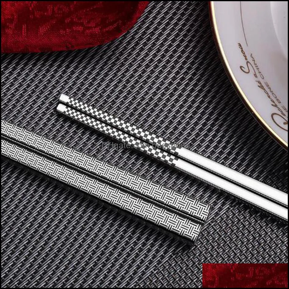 304 Stainless Steel Chopsticks Geometric Pattern Anti-scalding Chopstick of Household el a53